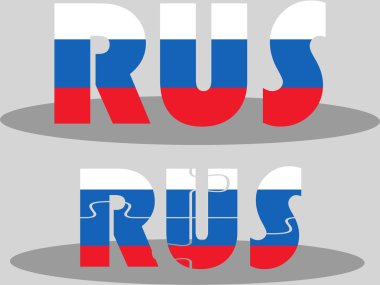 Beyaz arka plan üzerinde izole bulmaca Rus bayrağı