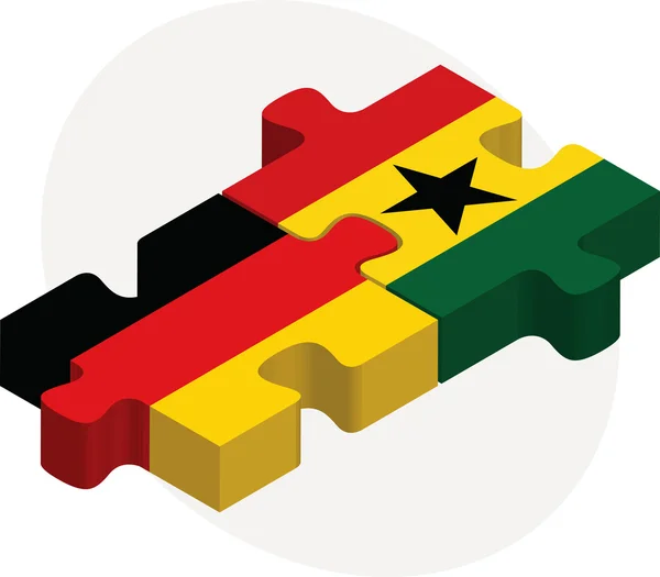 Beyaz arka plan üzerinde izole bulmaca Almanya ve Gana bayrakları — Stok Vektör