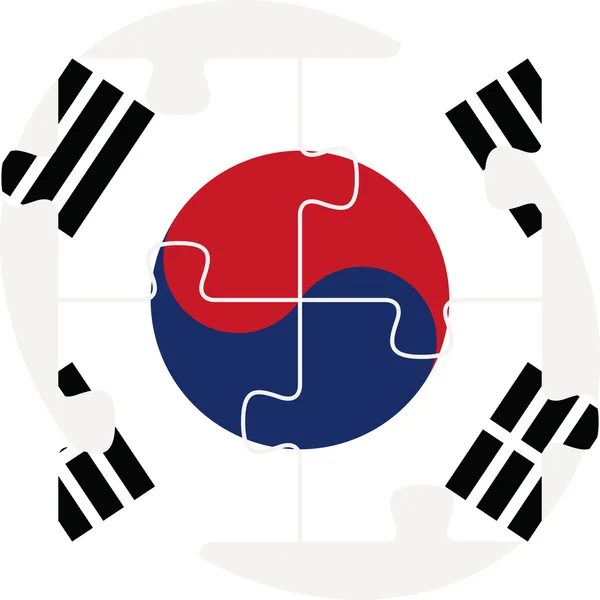 Zuid-Koreaanse vlag in puzzel geïsoleerd op witte achtergrond — Stockvector