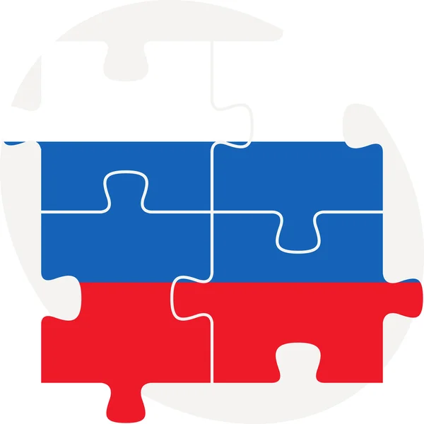 Ruská vlajka v puzzle izolovaných na bílém pozadí — Stockový vektor