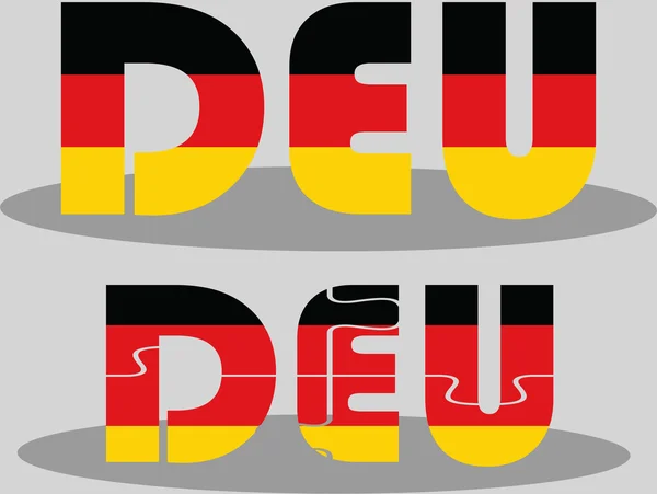 白い背景で隔離のパズルでドイツの旗 — ストックベクタ