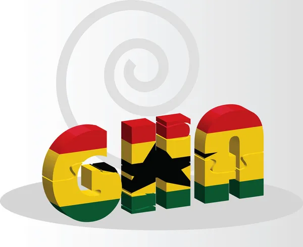 Ghanas flagga i pussel isolerad på vit bakgrund — Stock vektor