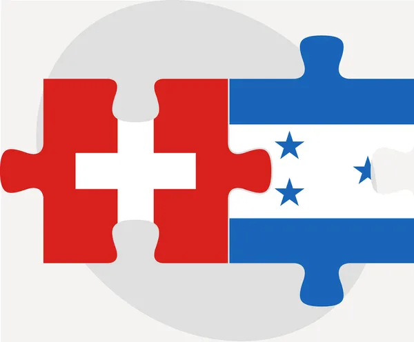 Banderas de Suiza y Honduras en puzzle — Vector de stock