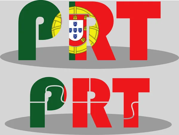 Bandera Portuguesa en puzzle aislado sobre fondo blanco — Vector de stock