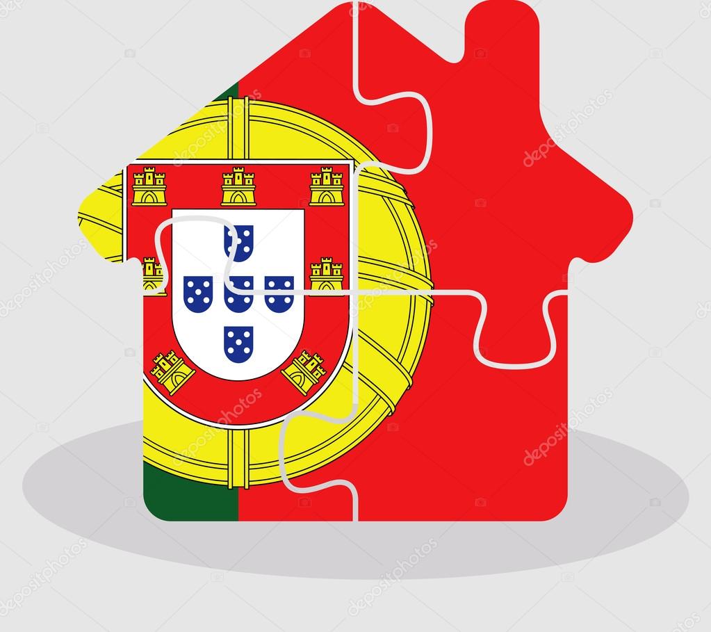 house home icon with Portuguese flag in puzzle isolated on white