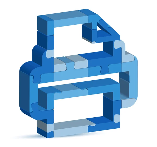 Print icon in puzzle — Stock Vector