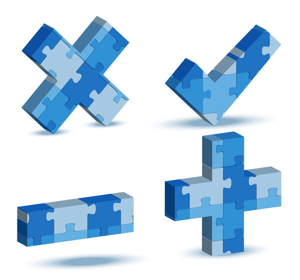 Плюс, минус, удаление, галочка в шайбе
