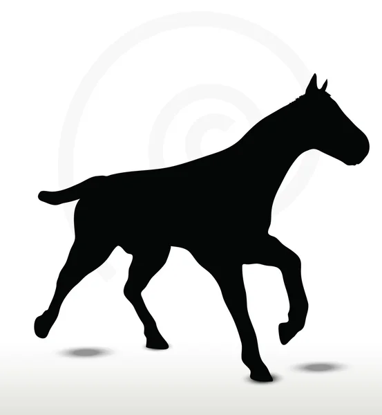 Sylwetka konia w bieżącej pozycji — Wektor stockowy