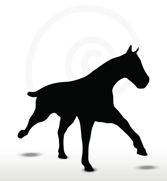 Sylwetka konia w bieżącej pozycji — Wektor stockowy