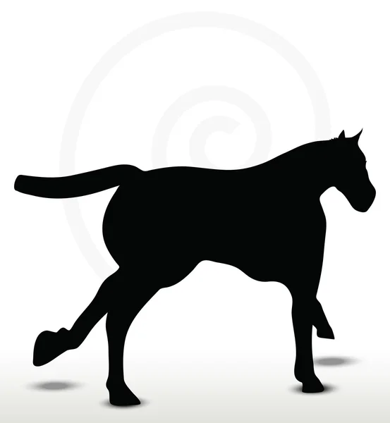 Silueta de caballo en posición de marcha — Vector de stock