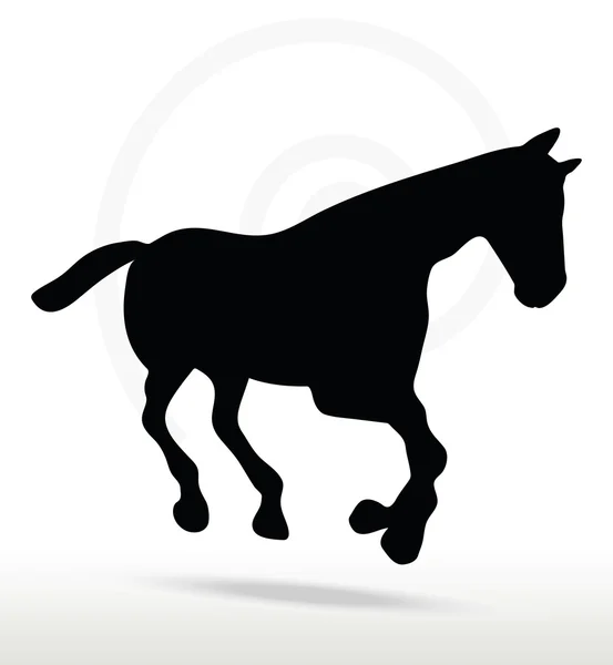 Silueta de caballo en posición de Galope — Vector de stock
