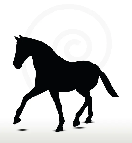 Paard silhouet in parade lopen positie — Stockvector
