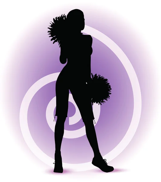 Funky cheerleader silhouette — Stock Vector