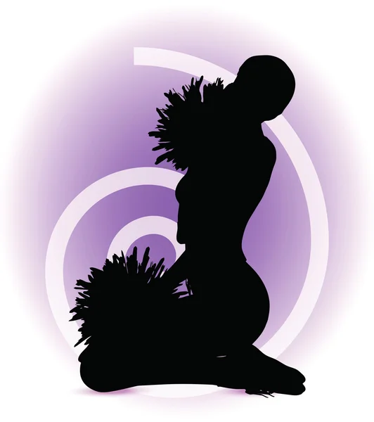 Funky cheerleader silhouette — Stock Vector