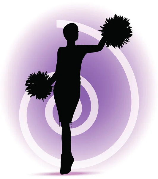 Funky pom-pom girl silhouette — Image vectorielle