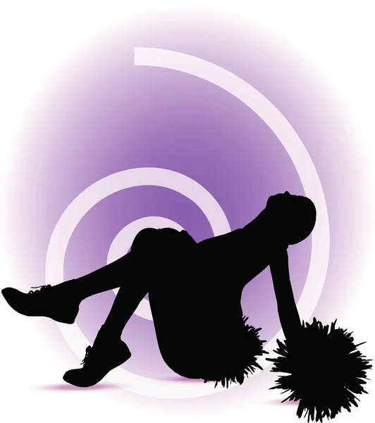 Funky pom-pom girl silhouette — Image vectorielle