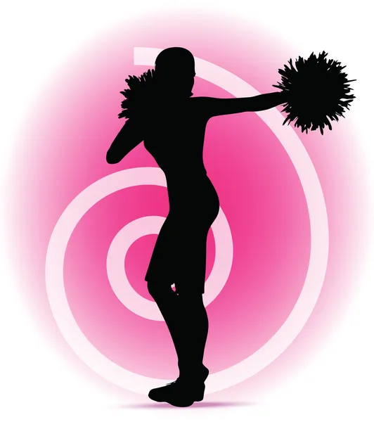 Funky cheerleader silhouette — Stock Vector