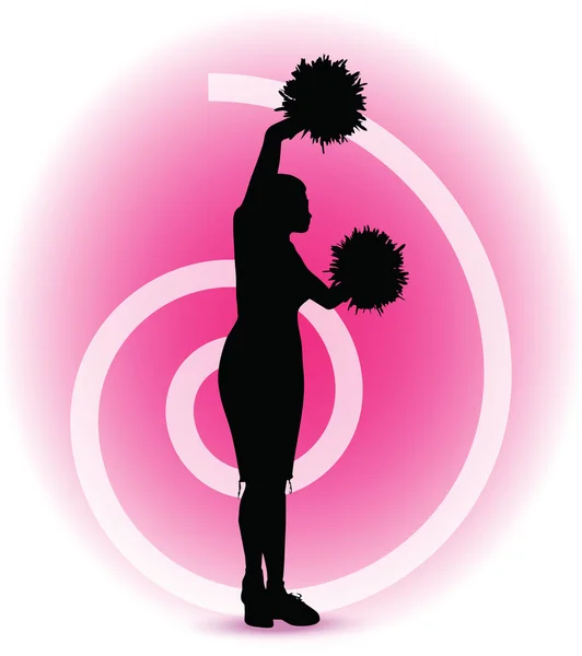 Funky cheerleader silhouette — Stock Vector