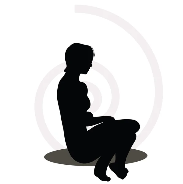 Silhouette femme sur canapé — Image vectorielle