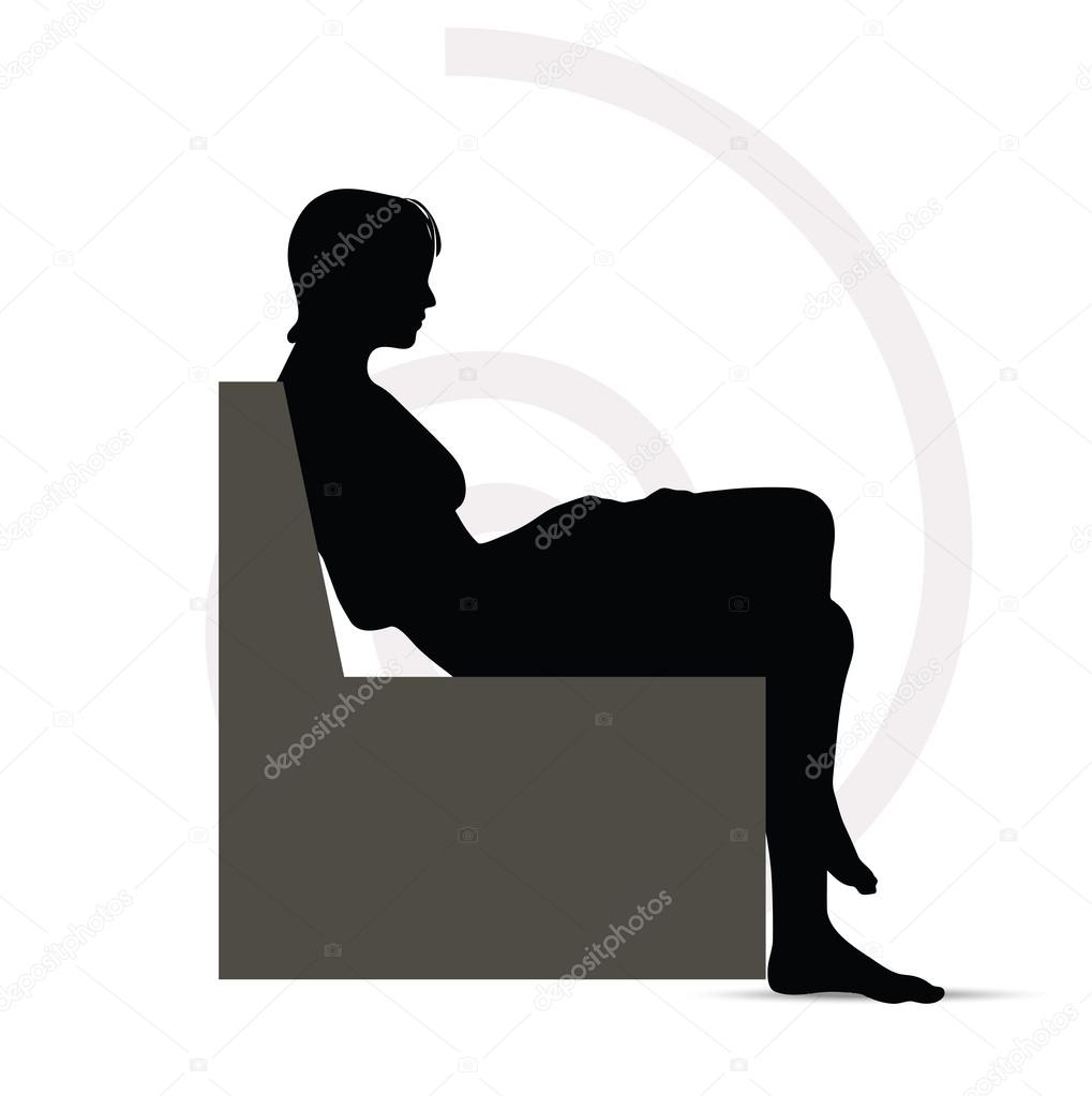 woman silhouette on sofa