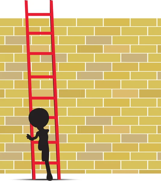 3d man climbs ladder — Stock Vector
