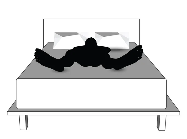 Silueta de un hombre en la cama — Vector de stock