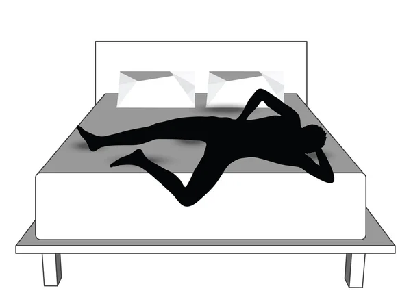 一个男人躺在床上的轮廓감사 합니다 흰색 배경 위에 그림 디자인 메시지 — 图库矢量图片
