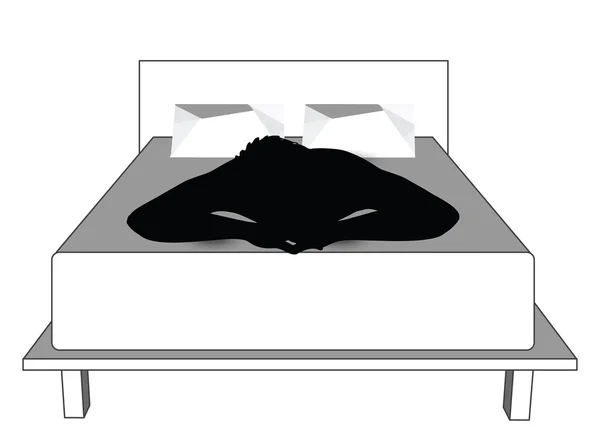 Silhouet van een man in bed — Stockvector
