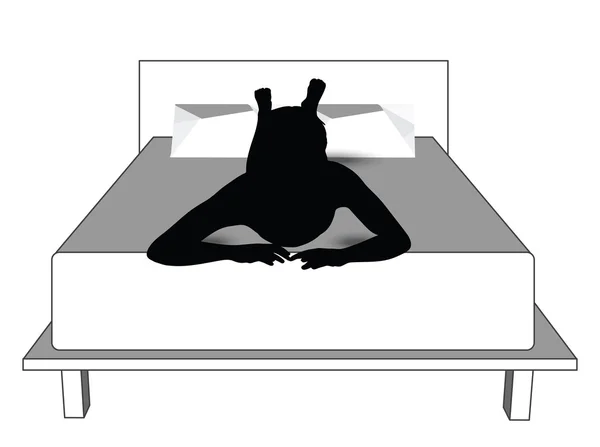 Silueta de un hombre en la cama — Vector de stock