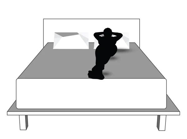 一个男人躺在床上的轮廓감사 합니다 흰색 배경 위에 그림 디자인 메시지 — 图库矢量图片