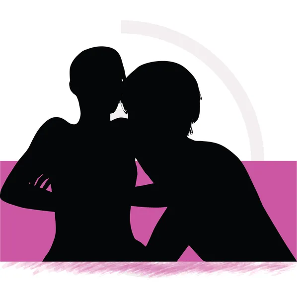 Silhouette of a couple woman man in bed — Stock Vector