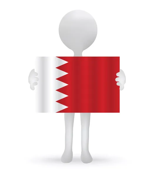 3d hombre sosteniendo una bandera de Bahréin — Vector de stock