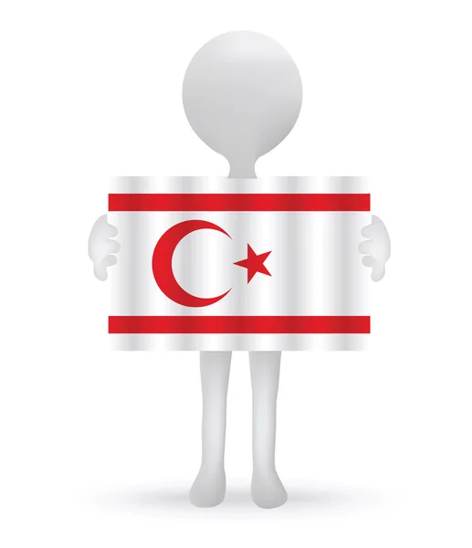 3d Mann mit einer türkischen Zypernflagge — Stockvektor