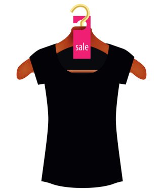 ahşap askı Satılık etiketi ve t-shirt