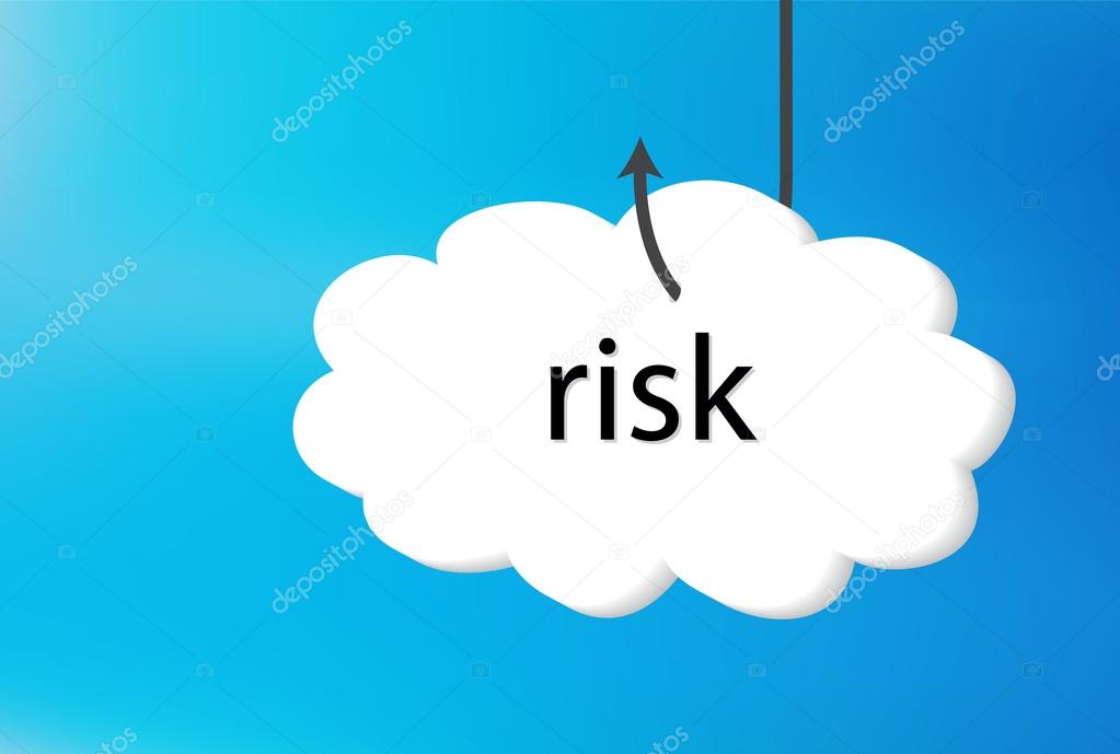 risk text cloud on blue back ground