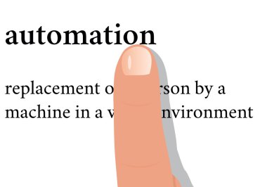 dictionary word of automation with a finger on it clipart