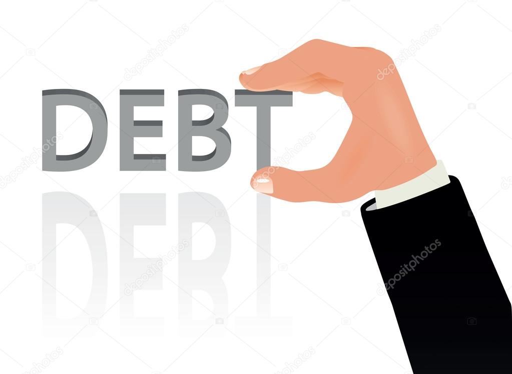 Hand and the word Debt