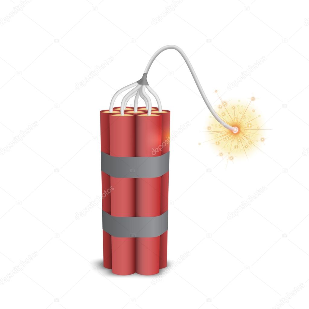 Dynamite pack with burning wick