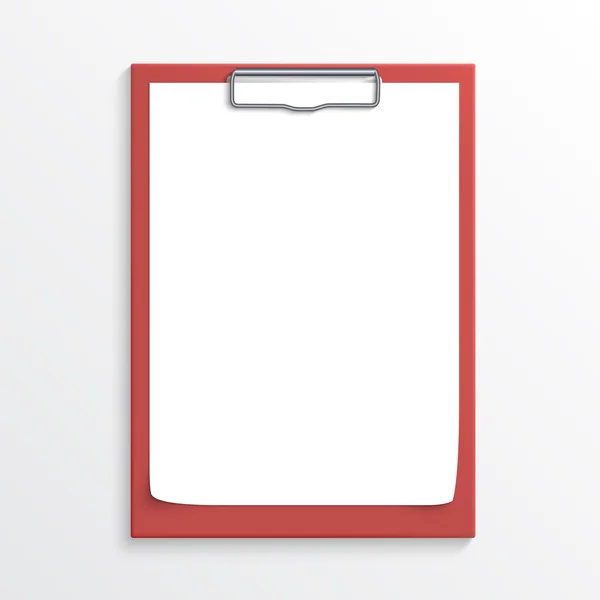 現実的な赤いクリップボード — ストックベクタ