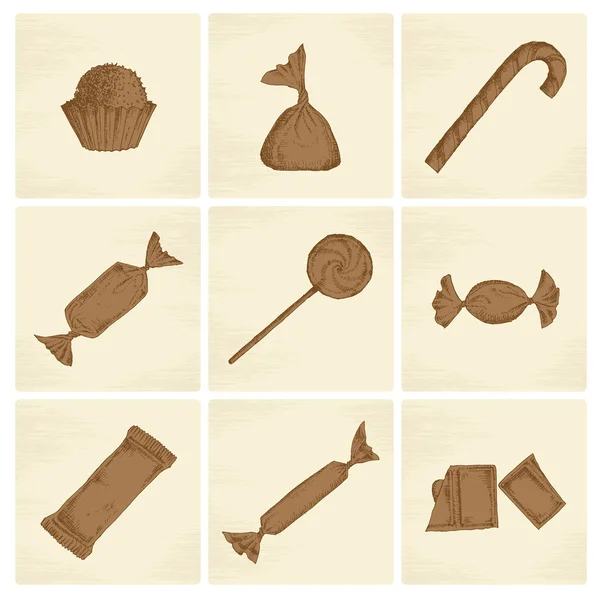 Bosquejo de caramelos iconos — Vector de stock