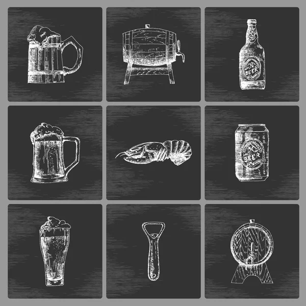 Croquis icônes de bière — Image vectorielle