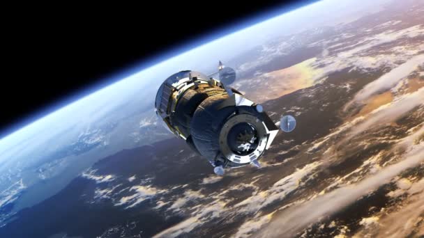 Spacecraft "Progress" déploie des panneaux solaires .