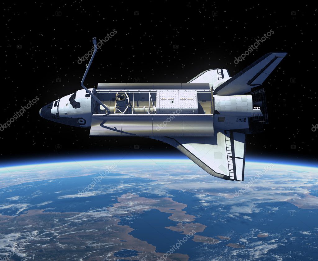 スペースシャトル｜Orbiting Earth. — ストック写真 © 3DSculptor #45007487, image size:1024x841