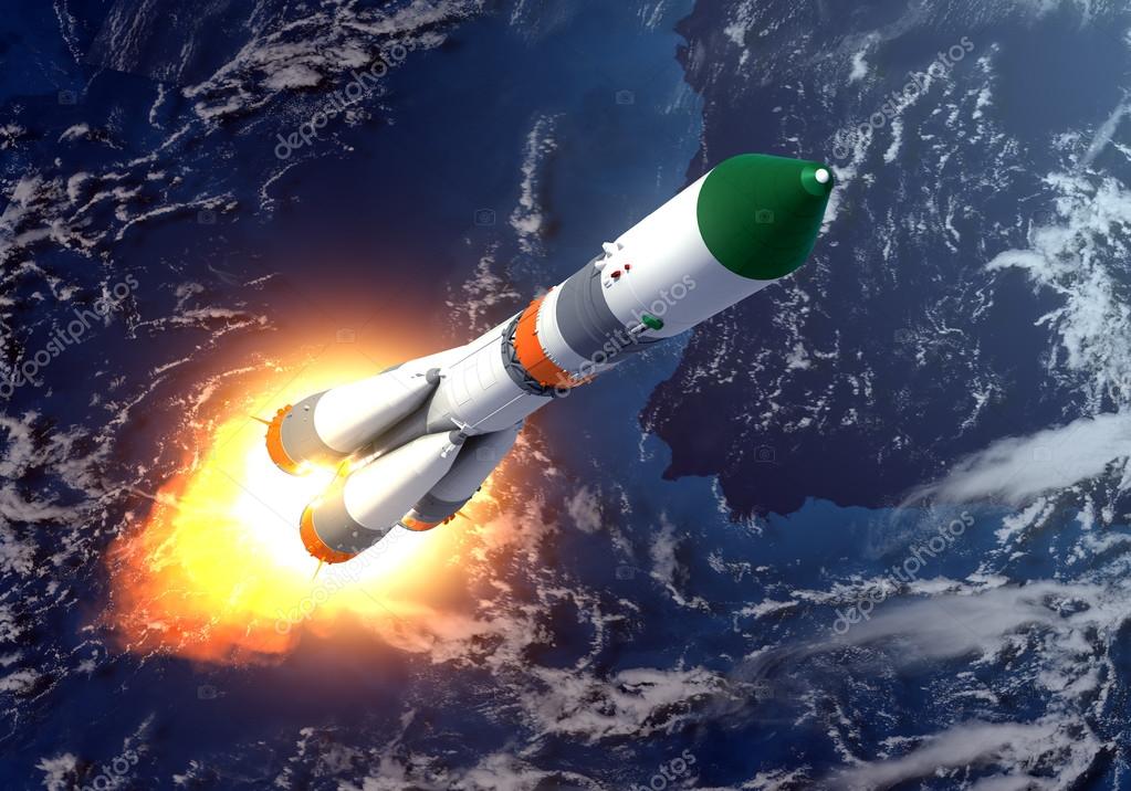 Cargo Rocket Takes Off Stock Photo by ©3DSculptor 48162659
