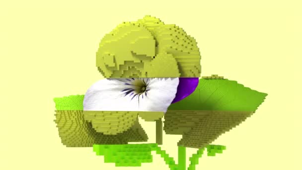 Glitch Flower Viola Seamless Looped Nft Concept Animation — Stok video