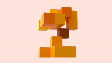 Transformation of a 3D pixel into a digital autumn tree. Seamless looped. NFT concept. 3D animation. 4k.