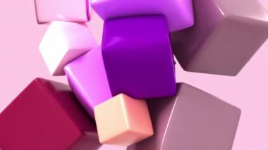 Abstract background with soft colored cubes. 3D animation. 4K. 3840x2160.