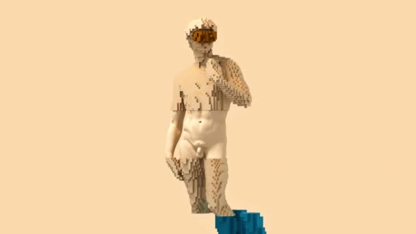 Usterka Rzeźby Dawida Płynna Pętla Koncepcja Nft Animacja Ultra Wysoka — Wideo stockowe