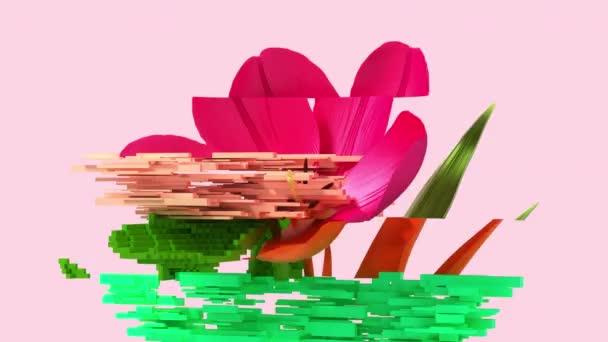 Glitch Flower Tulip Seamless Looped Nft Concept Animation — Stockvideo