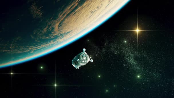 Uzay Gemisi Güneş Panelleri Dağıtıyor Boyutlu Animasyon 3840X2160 — Stok video